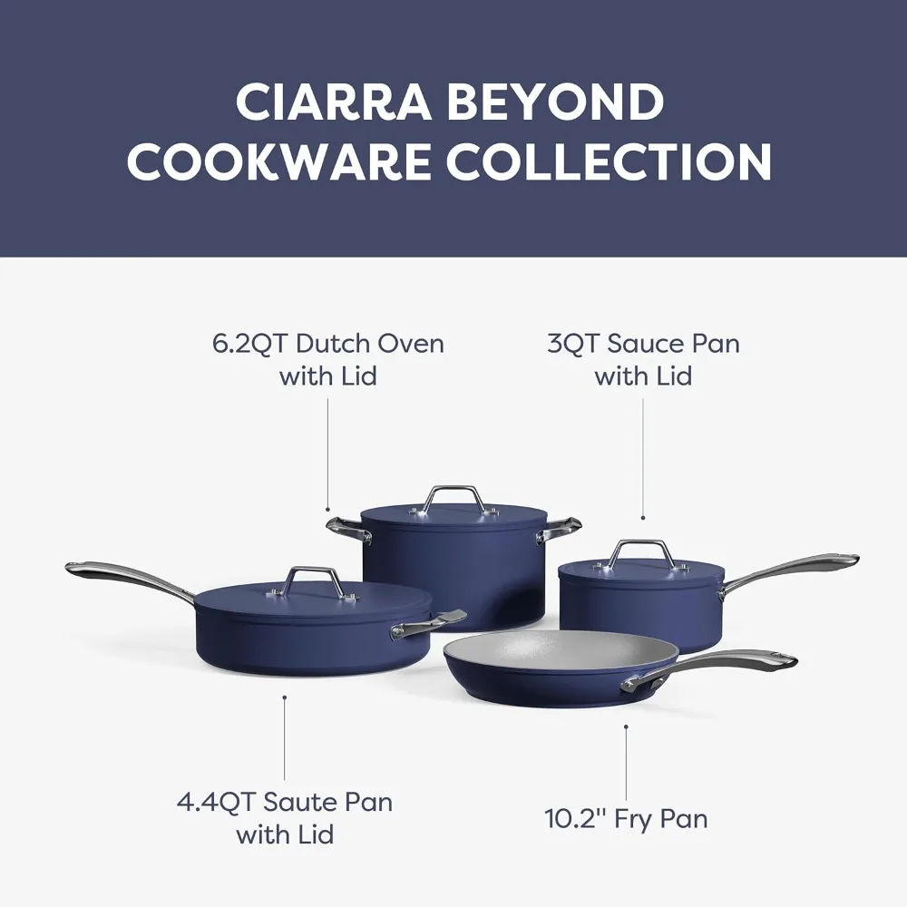 Non Stick Cookware Set, Ceramic Pots and Pans Set with Lid, Non Toxic Cooking Set,Compatible with All Stovetops,Cookware Set