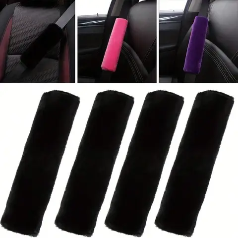 4pcs Car Seat Belt Plush Pad Shoulder Cover, Seat Belt Protective Pad, Adjustable Soft Plush Shoulder Strap to Protect The Neck And Shoulders
