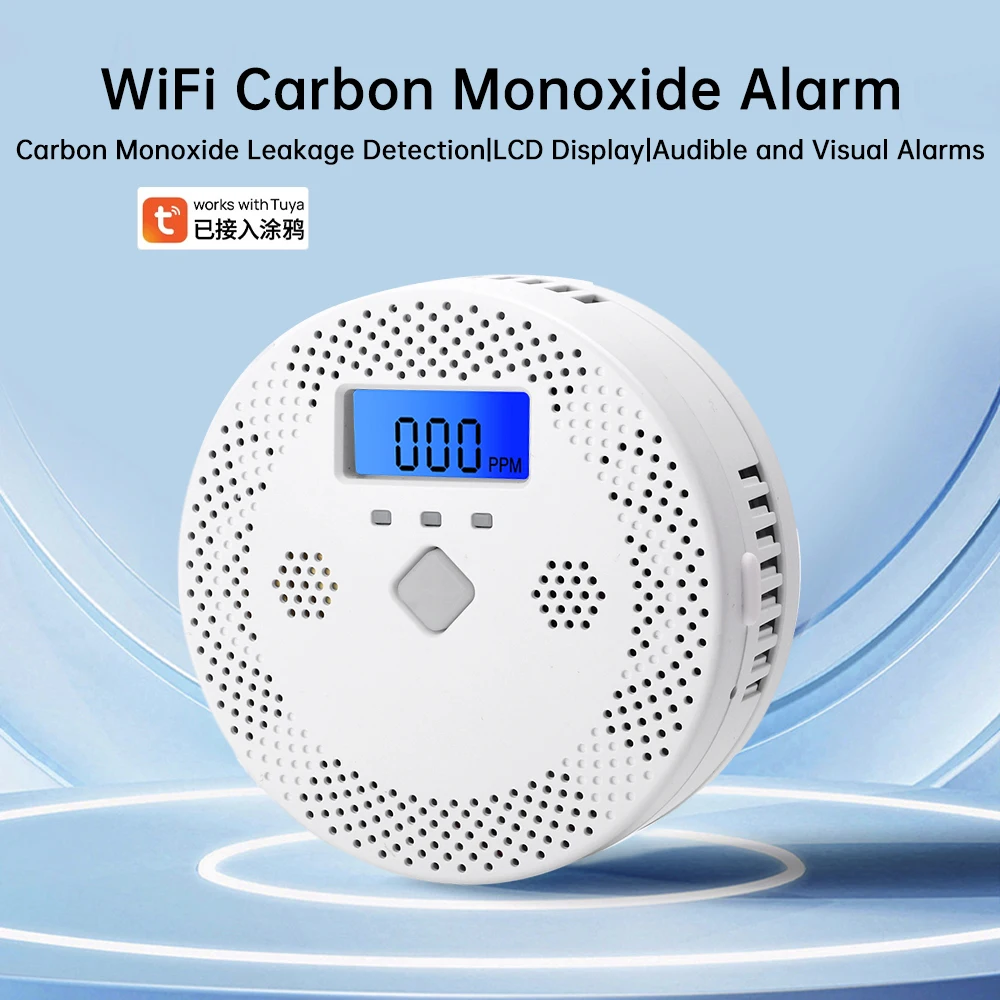 Tuya WiFi Smart Carbon Monoxide Detector Alarm For Home Security System CO Poisoning Siren Smoke Fire Alarm Firefighters