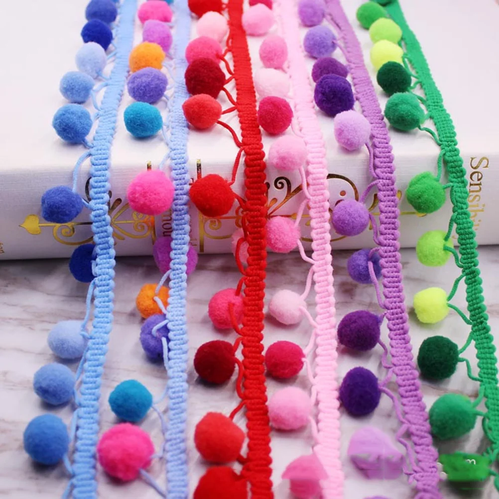 

4.5M 5 Color Gradient Ball Fringe Trim Diy Elastic Lace For Dress Skirt Waist Band Maternity Clothing Blue