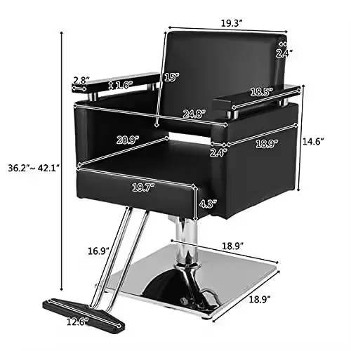 كرسي حلاقة أسود فاخر وحديث ومريح مع مسند ذراع مريح لقص الشعر