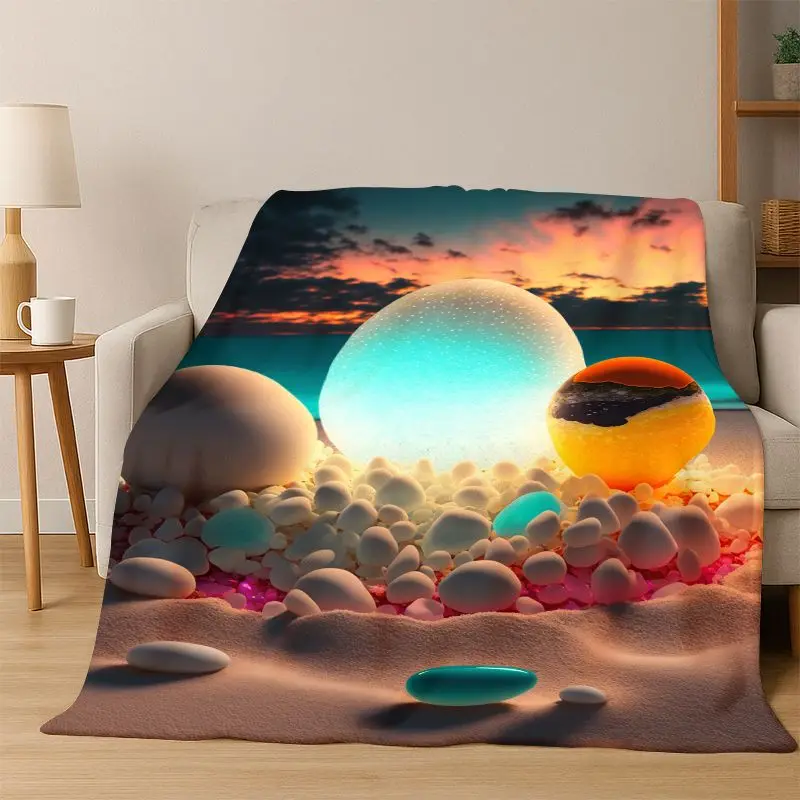 Colorful Pebble rainbow Cobblestone Stone Flannel Blanket Soft Warm Blanket Throw Blanket for Bedroom Living Room Bed Picnic