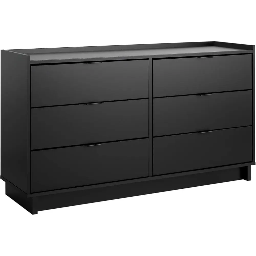 

6-Drawer Double Dresser, Modern Bedroom Furniture, 52.5 Wide x 16 Deep x 29.5 Tall, Black