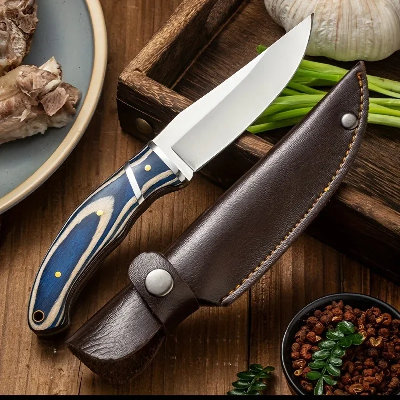 1 piece, high hardness stainless steel solid wood handle fruit knife, chef's knife, suitable for kitchen picnic use