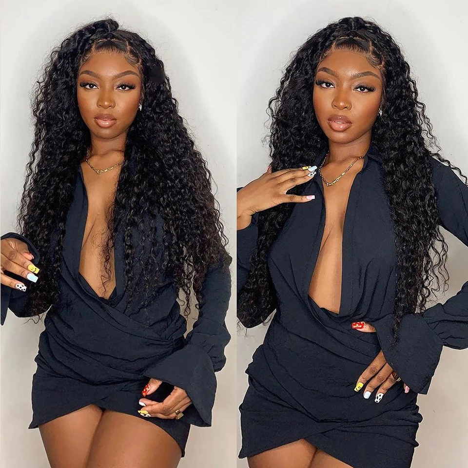 Water Wave Glueless Wig Human Hair Ready To Wear Pre Cut 4x4 Closure Lace Frontal Wig Pre Plucked Brazilian Curly Human Hair Wig