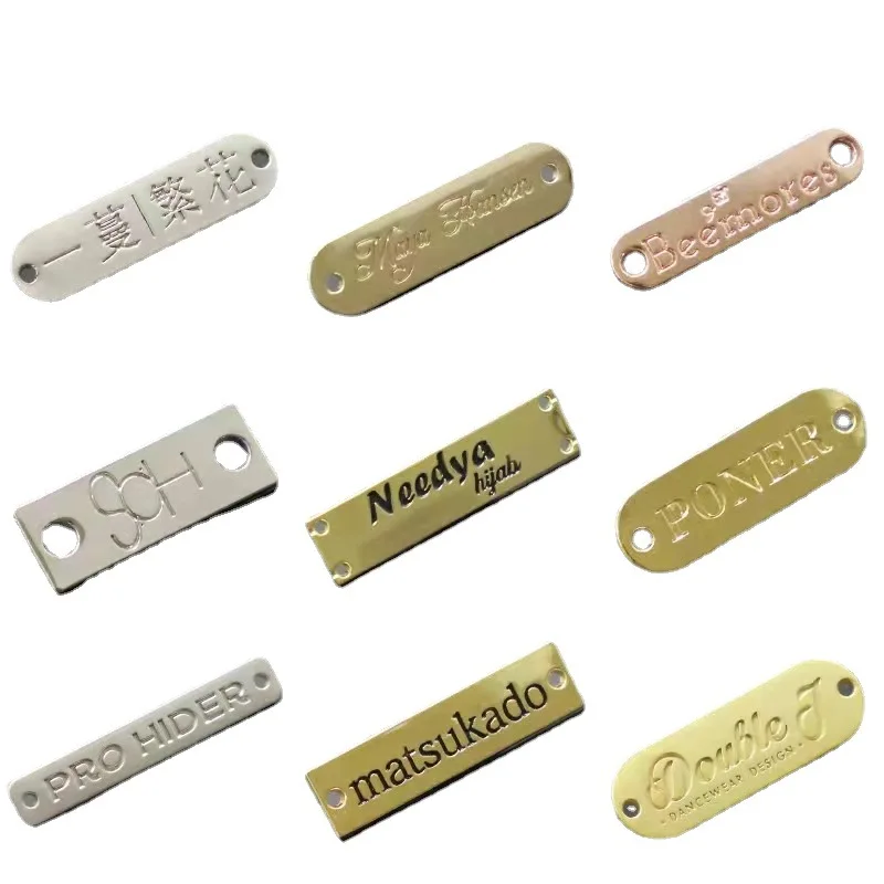 Custom Metal Sew-On Tags for Clothing Metal Hardware Labels Iron Letter Tags Sew-On Brand Logo Tags