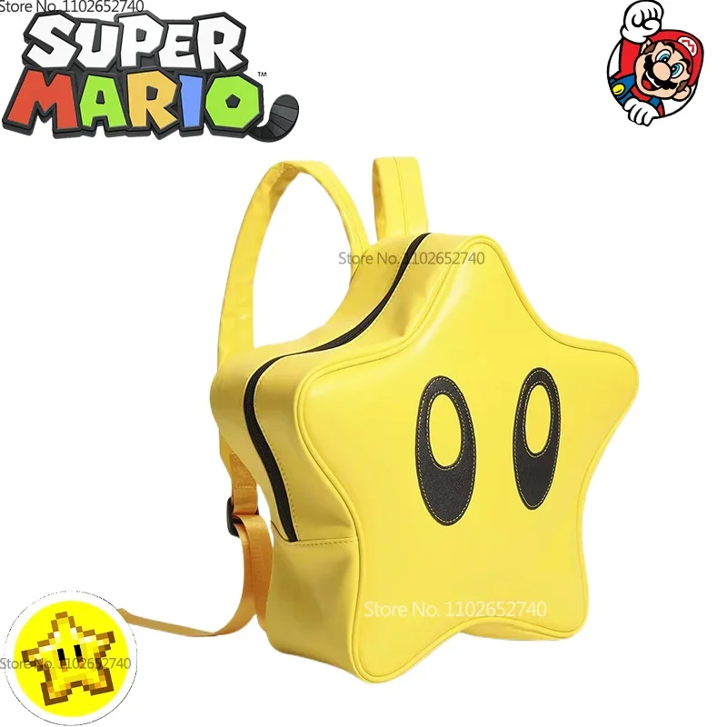 

New Super Mario Yellow Big Eye Star Backpack Girl Cute Fashion BagStudent Schoolbag Anime Peripheral Backpack Kids Birthday Gift