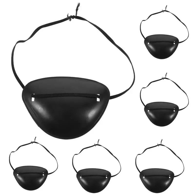 6pcs  Pirate Eye Patch Elastic Eye Mask Adjustable Single Eye Mask for Halloween Party