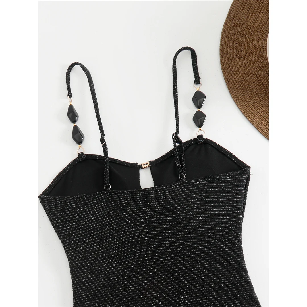 S - XL Glitzernder, funkelnder, ausgeschnittener Einteiler-Badeanzug für Damen, Badebekleidung, Monokini mit hohem Beinausschnitt, Badeanzug, Badebekleidung, Schwimmbekleidung V7369 – Detail 14