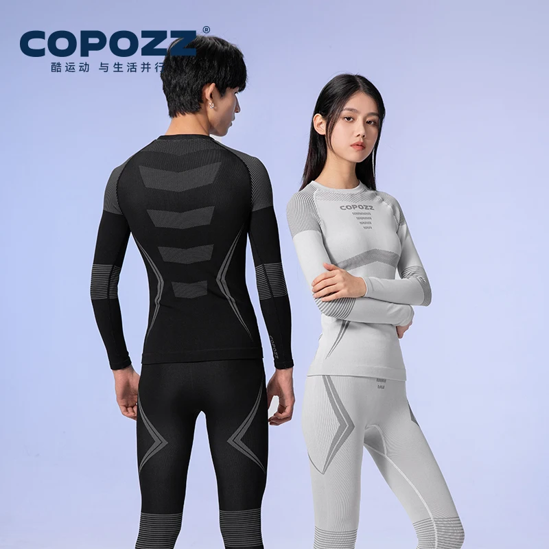 COPOZZ Winter Ski Thermal Underwear set uomo donna Sweatwicking traspirante Quick Dry tuta Ski Thermo Underwear Long Johns