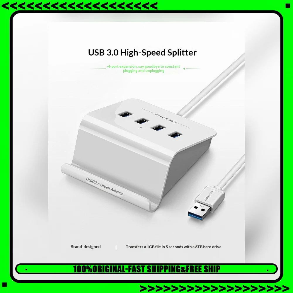 UGREEN 40441 1.5m USB 3.0 4 Port Hub Splitter with Power Adapter USB Expansion for Laptop Desktop Computer