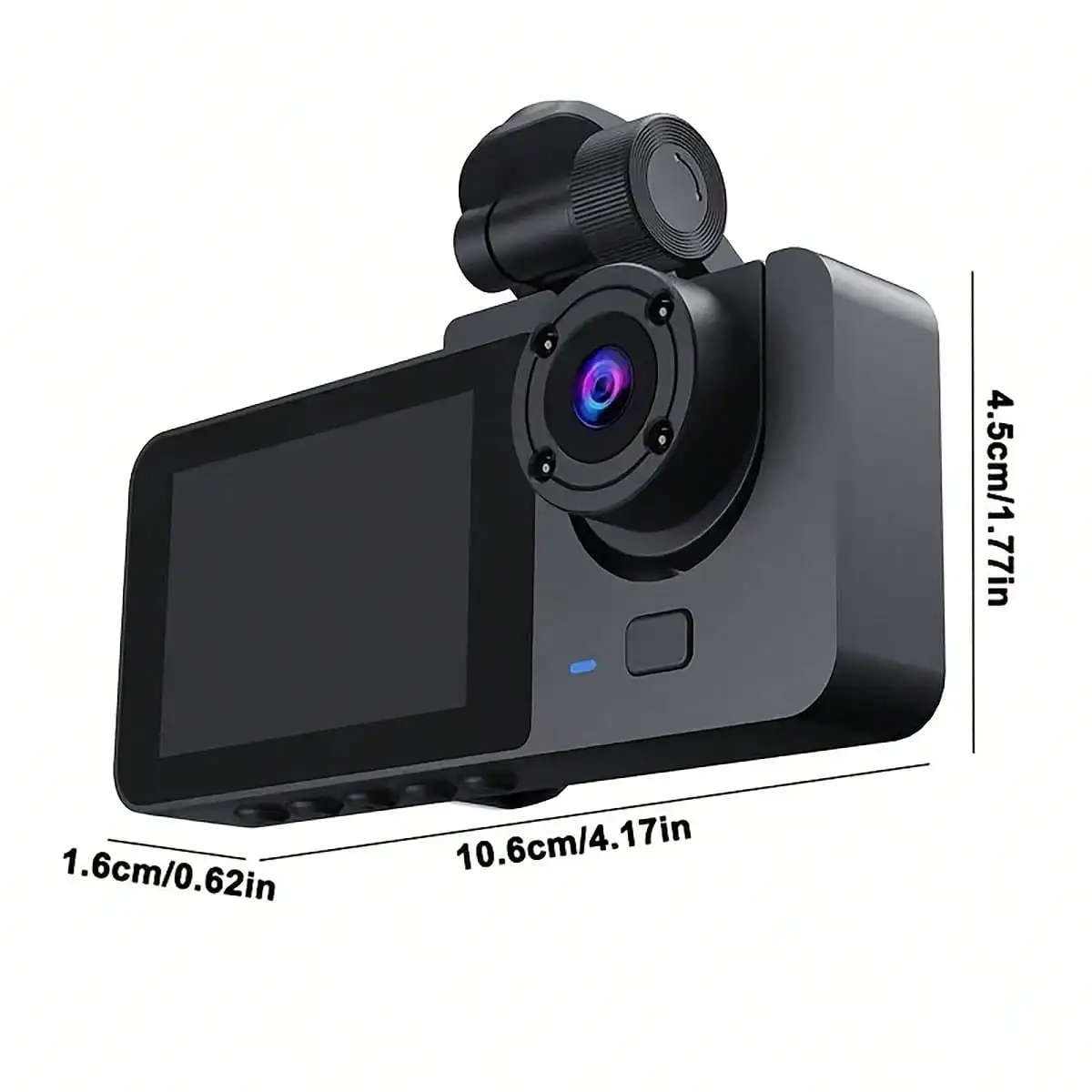 1080p 2/3-Channel Dash Cam with HD Night Vision, Parking Monitoring, and Button Controls