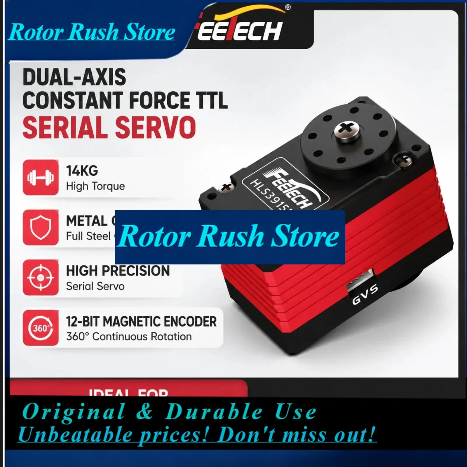 RoRuSFeetech HLS3915M 12V 14KG Double Shaft Constant Force TTL Serial Bus Coreless Motor 360 Degree For Robot Arm Fixture