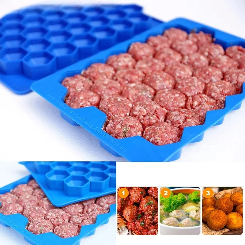 37 شبكة قالب كرات اللحم من السيليكون مع غطاء العسل صانع كرات الأرز كرات السمك كرات اللحم البقري قالب أدوات اللحوم اكسسوارات المطبخ #1