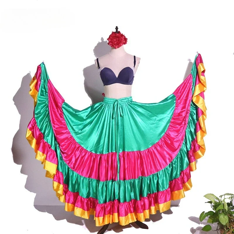 Costume da ballo spagnolo da 720 gradi Costume da danza classica zingara Abito da flamenco per le donne Gonne altalena Corazzata Prestazioni del ventre