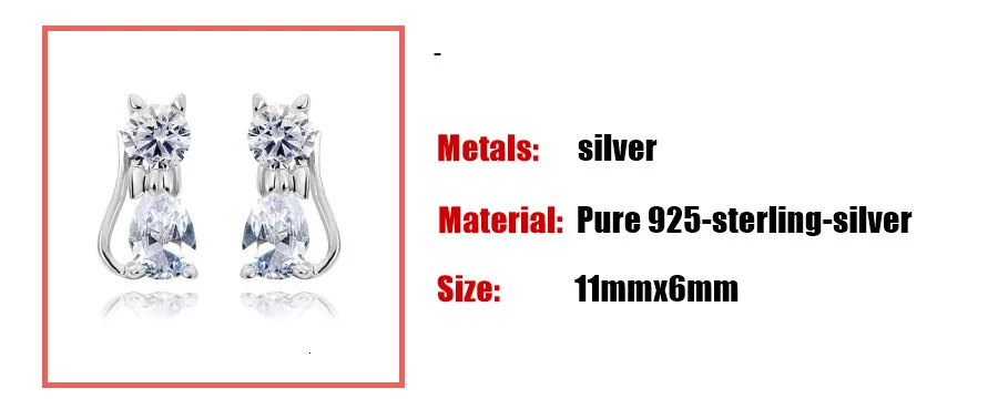 Nette Reine Echt 925 Sterling Silber Kitty Katze Gepflastert Zirkonia CZ Stud Ohrringe Bijoux Frauen Mädchen Kinder Schmuck Heißer geschenk – Detail 11