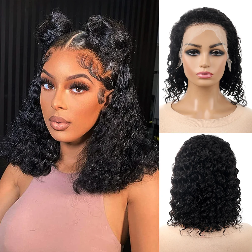 

Bob Wig Deep Wave 13x4 Frontal Lace Human Hair Wig 150% Density Lace Front Human Hair Pre Plucked Glueless Bob Wigs for Women