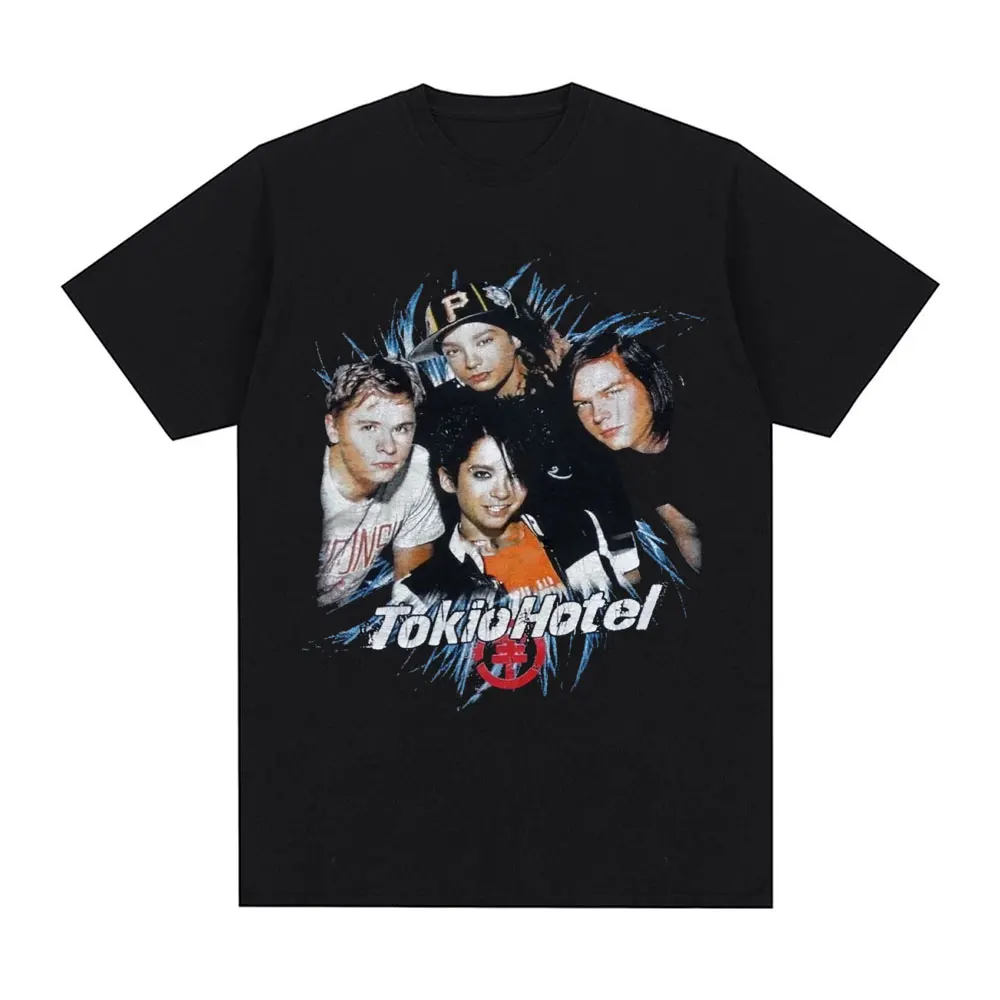 Rock Band Tokio Hotel Graphic Men T Shirt Hip Hop Punk Gothic Vintage T-shirt Cotton Short Sleeve Tee Shirt Oversized Streetwear