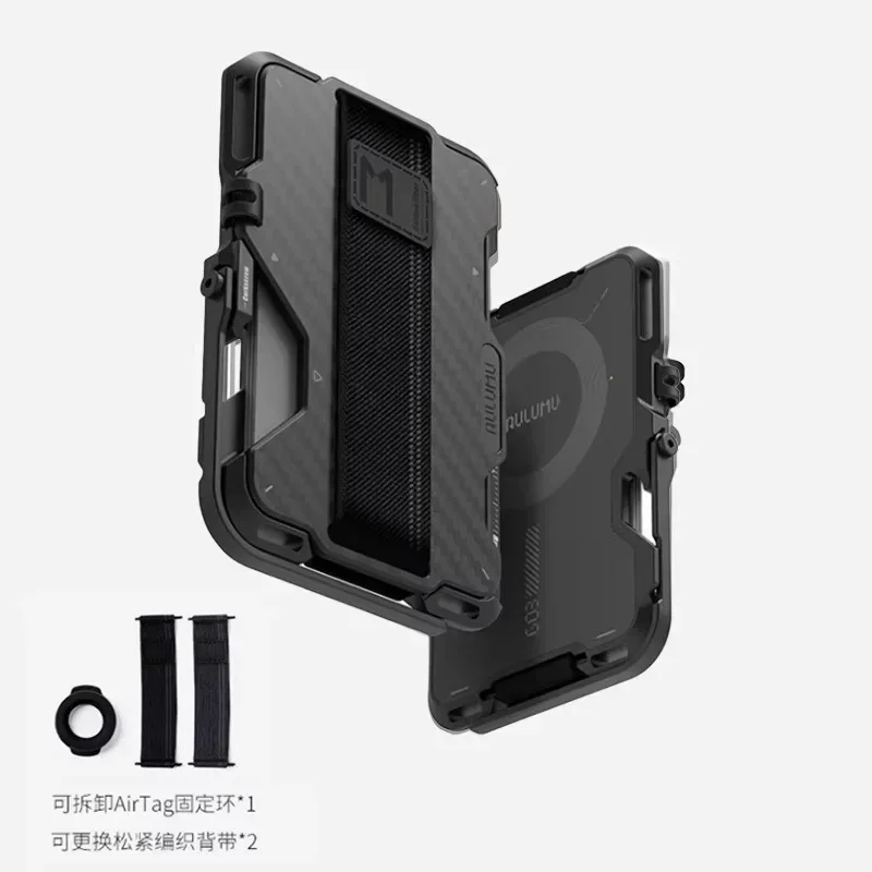 Aulumu G03 محفظة مغناطيسية من الجلد الطبيعي/ألياف الكربون: 6 في 1 حامل بطاقات متعدد الاستخدامات حامل قبضة فتاحة الزجاجات RFID Shield Cutom