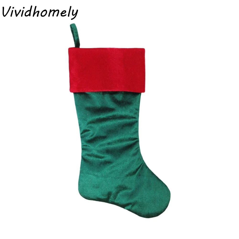 Christmas Stocking Hanging - Kaus Kaki Natal Beludru Merah Hijau