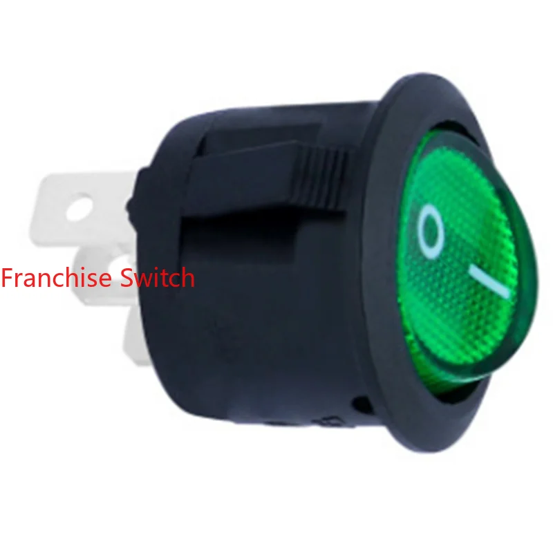 10PCS Ship type switch  MR-5-110-C5L-BG three-legged two-gear green light rocker 