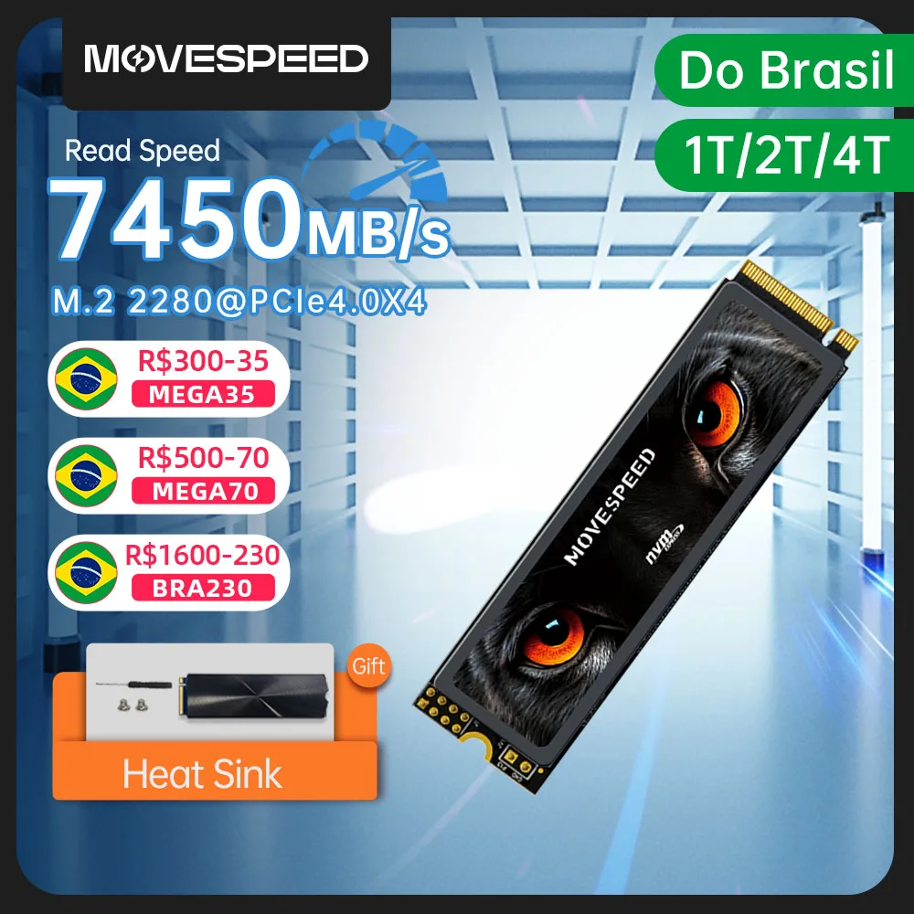 

MOVESPEED 7450MB/s SSD NVMe M.2 2280 4TB 2TB 1TB Internal Solid State Hard Disk M2 PCIe 4.0x4 2280 SSD Drive for PS5 Laptop PC