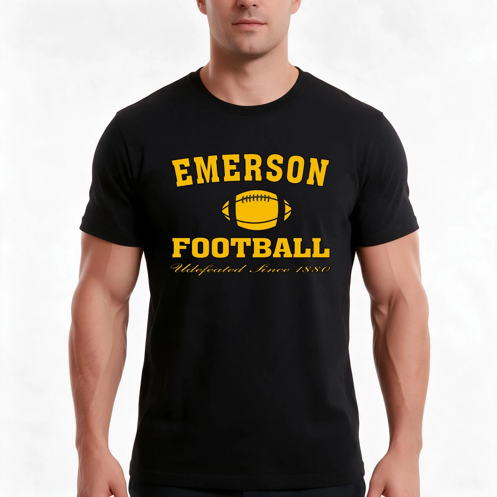 EMERSON FOOTBALL undefeated college football T-Shirt, Summer Casual Cotton Tee, Oversized Streetwear Tops, Vintage Graphic Print