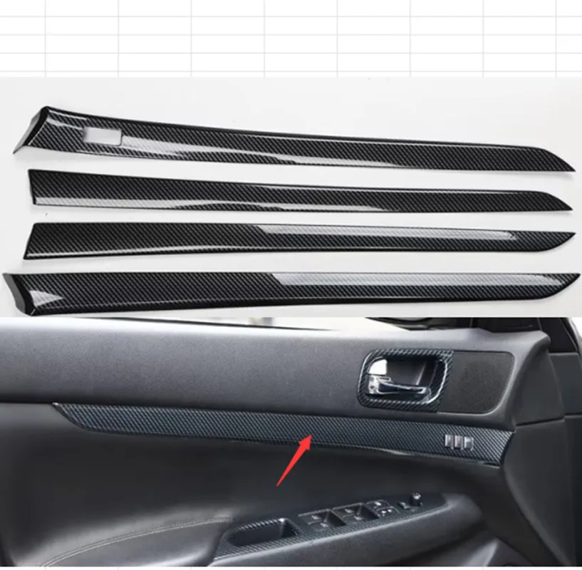 

4Pcs Car Styling Door Interior Panel Frame Cover Trim Moldings ABS Stickers For Infiniti G25 G37 2010 2011 2012 2013