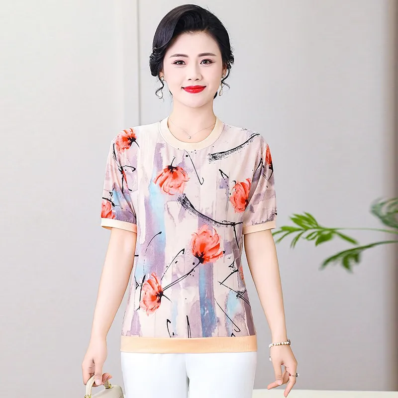 Vintage Printing Tops Tees Summer New O-Neck Short sleeved  Loose All-match T Shirts Casual Fashion Women Clothing