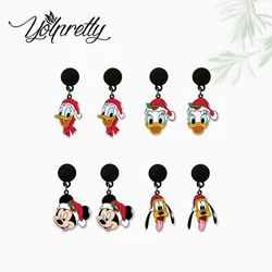 2024 New Cartoon Christmas Mickey Mouse Minnie Donald Duck Epoxy Handcraft Acrylic Drop Dangle Earrings