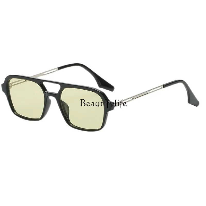 

Color transparent sunglasses female olive green retro personalized sunglasses male trendy street shot