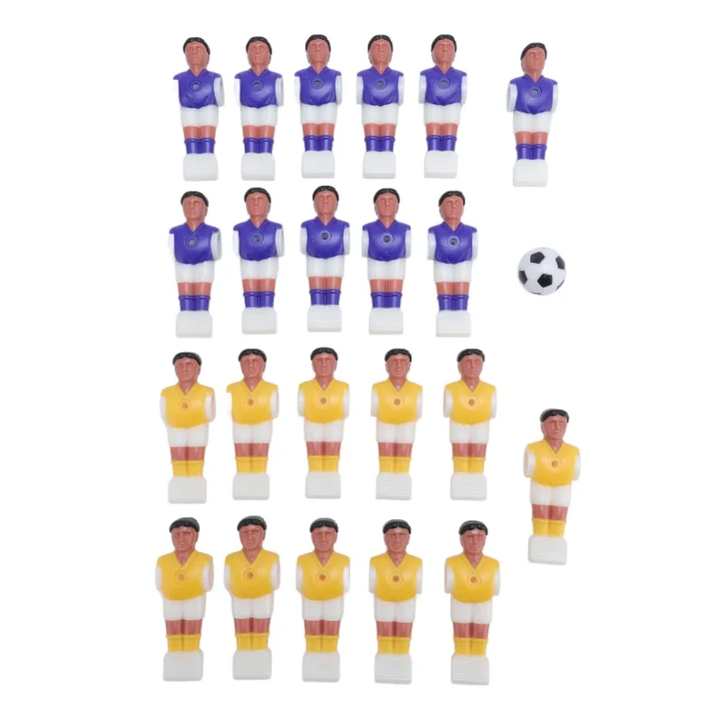 

Foosball Soccer Table Football Men Player Replacement Parts With 11 Purple 11 Yellow Foosball Players Black White Soccer Ball