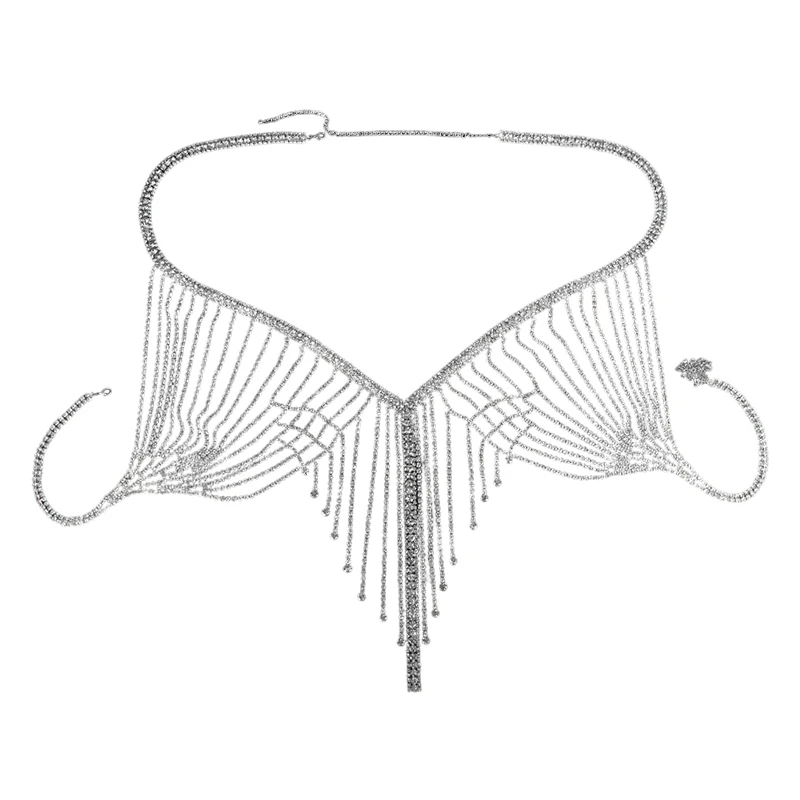 مجموعة سلسلة الجسم والملابس الداخلية الفاخرة - مجموعة مجوهرات مثيرة مع قلادة متألقة، مثالية للحفلات والمهرجانات الموسيقية