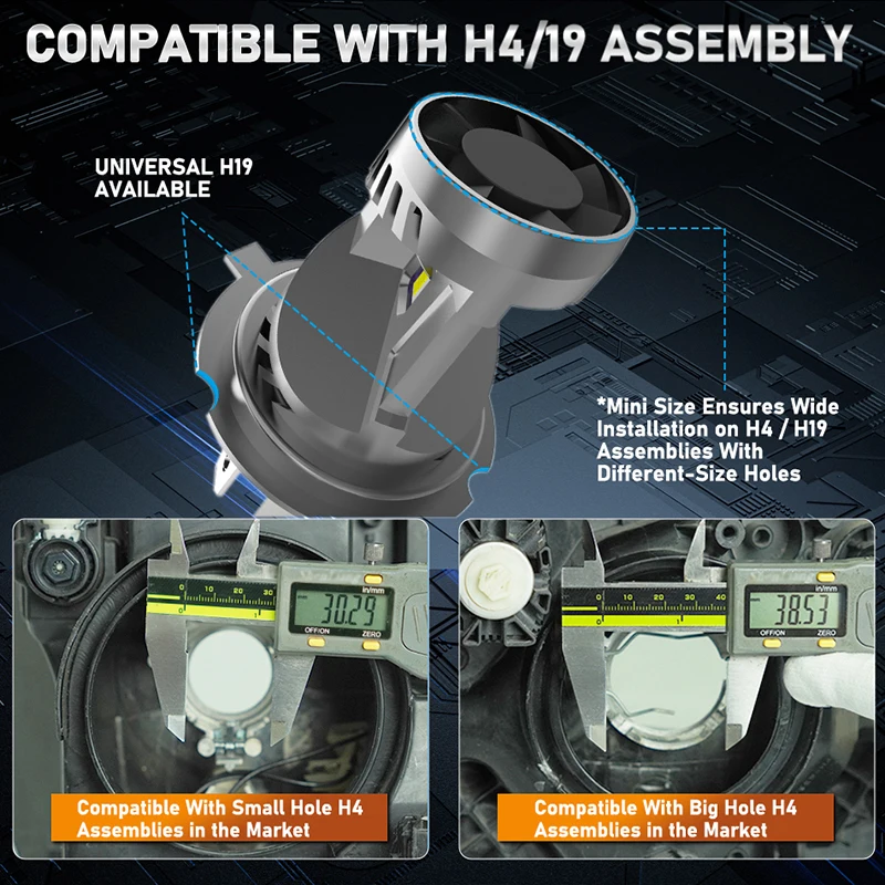 HLXG H4 سيارة صغيرة لمبة المصباح 30000LM 300 واط Canbus السيارات دراجة نارية جهاز عرض صغير المزدوج عالية منخفضة شعاع LHD التوصيل والتشغيل مصباح 2 قطعة