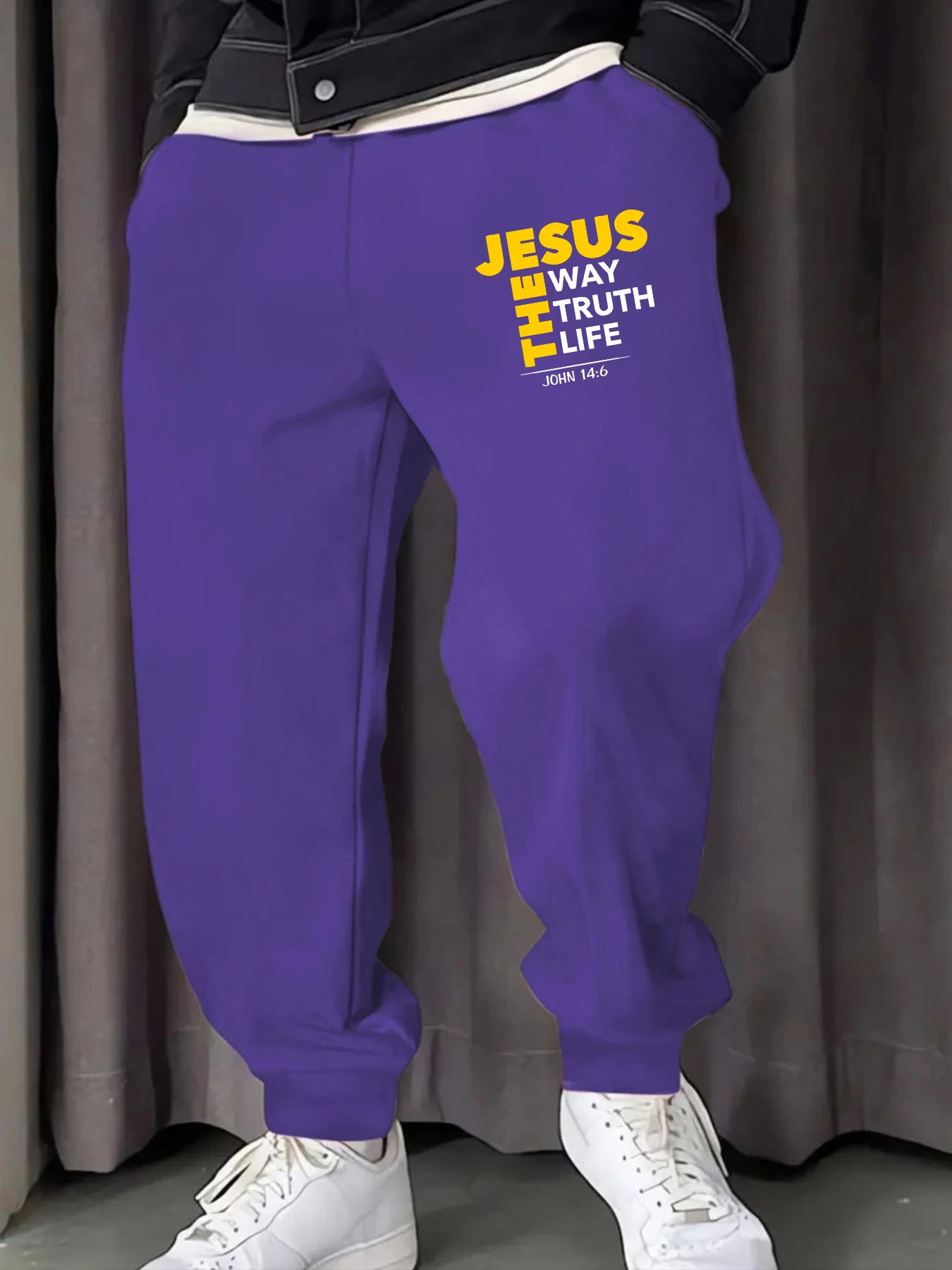 

Jesus The Way Truth Life Print Male Sweatpants Trendy Multicolor Pants Casual Fleece Pant Sports Jogging Unisex Britches