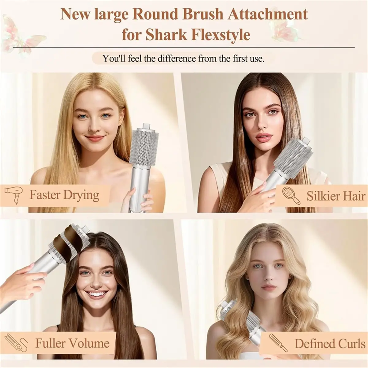 [828 SALE]Upgraded Large Round Volumizing Brush for FlexStyle HD400 Series Attachment, Round Brush for All Hair Type