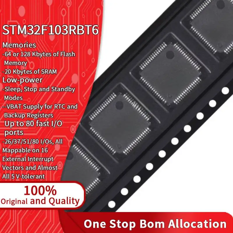 STM32F103RBT6 LQFP64 Package 32 Bit Flash STM32F103 Used for Analog Sensor Detection Signal Processing Main Control Board Chip