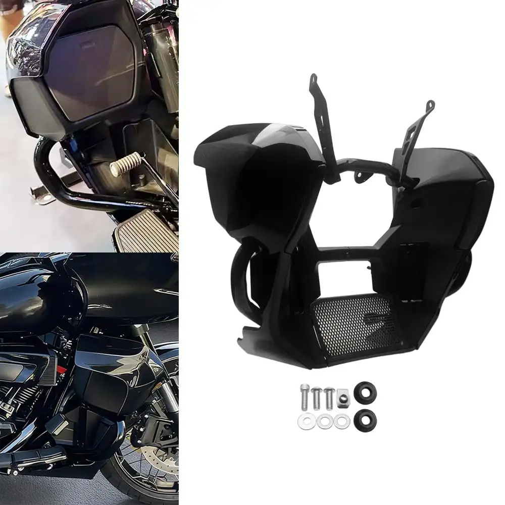 

Для мотоциклов Harley Touring Road Street Glide 24-26 CVO FLHXSE FLTRXSE: черная защита двигателя и нижняя накладка обтекателя с комплектом креплений