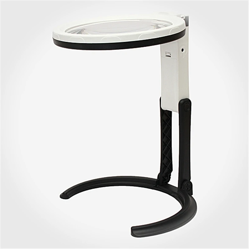 10 LED Lighting Desk Folding Handheld Table Lamp With LED Lighting 2.5X 8X Bench Magnifier Magnifying Glass EU Plug