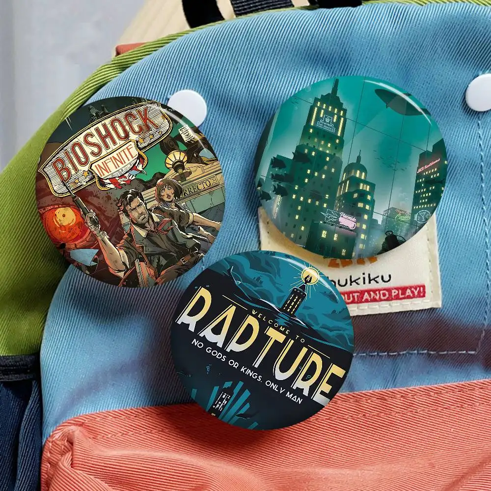 B-Bioshock R-Rapture insignias de juego, hojalata creativa, alfileres de botón suaves, broche de icono de Animal, insignia para mochila, accesorios, Pin