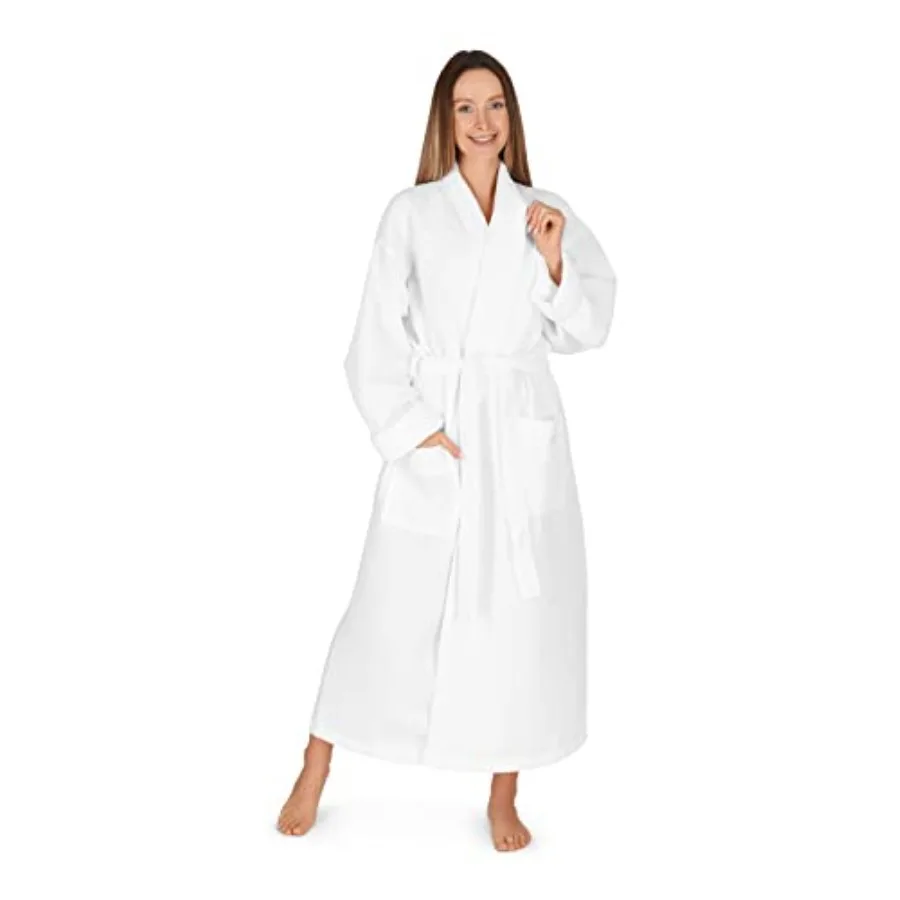 

Женский вафельный халат Boca Terry, полноразмерный, из вафельного трикотажа, для отелей. Легкие белые халаты с воротником-шалью