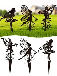 1PC Metal Fairy bird card insert Garden Decor per esterni paletti da giardino decorativi Black Outdoor Decor Yard Art