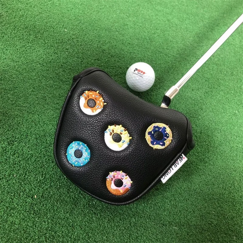 Golf Club Cover PU Magnet Closed Head Protective Cap Cover Semicircular Putter Cover, Golf Supplies