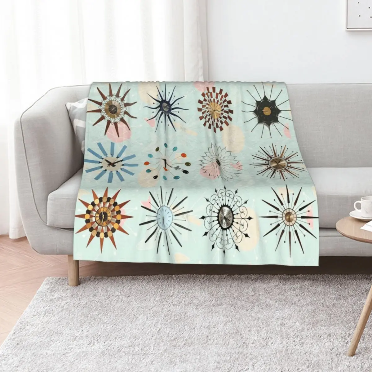 Atomic Starburst Clocks Throw Blanket Sleeping Bag Stuffeds anime for sofa Kid'S Plaid on the sofa Blankets
