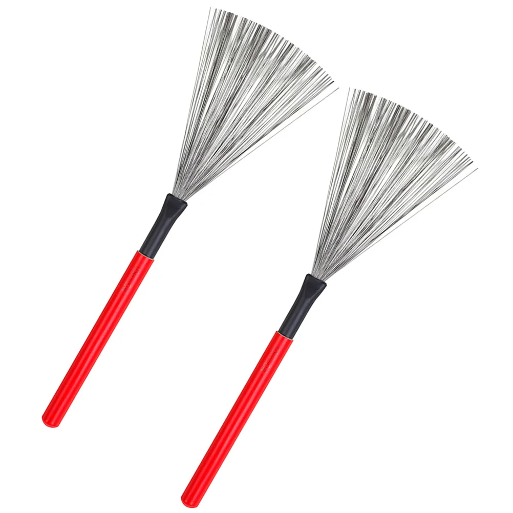 

Portable Drum Brush Wooden H for Percussion Instrument Red High Carbon Steel Kids Beginner drummer useful durable smooth