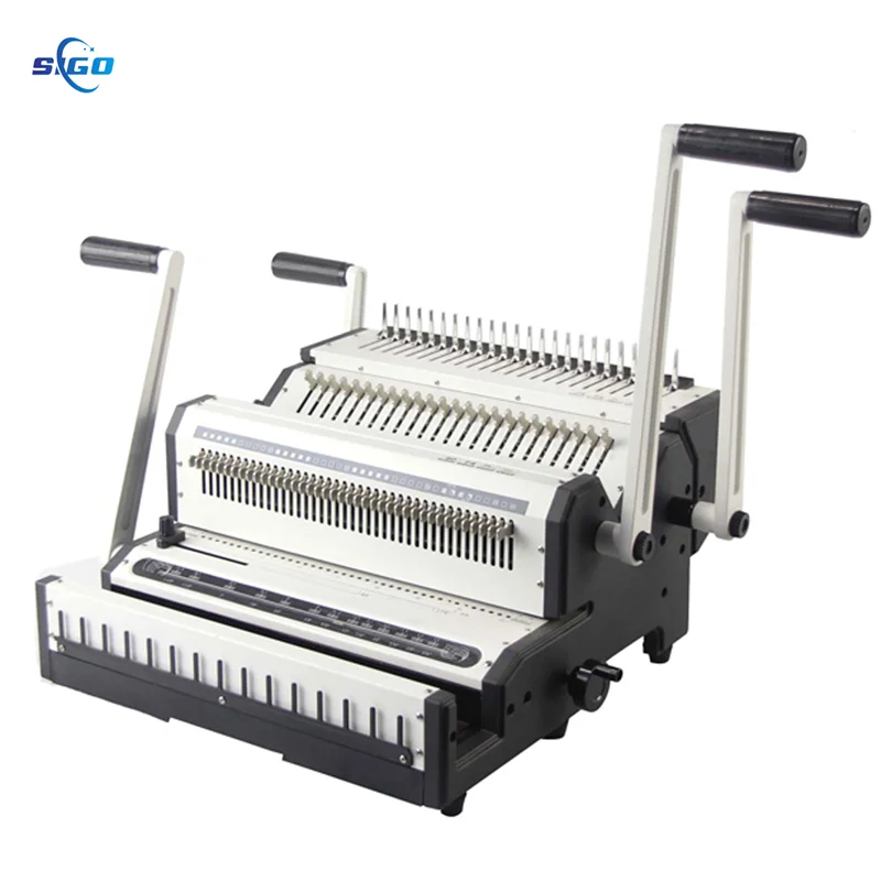 2 in 1 Plastic Comb and Double Wire Book Punching Binding Machine Easy to Use Multi-functional CW2500A for Paper Processing