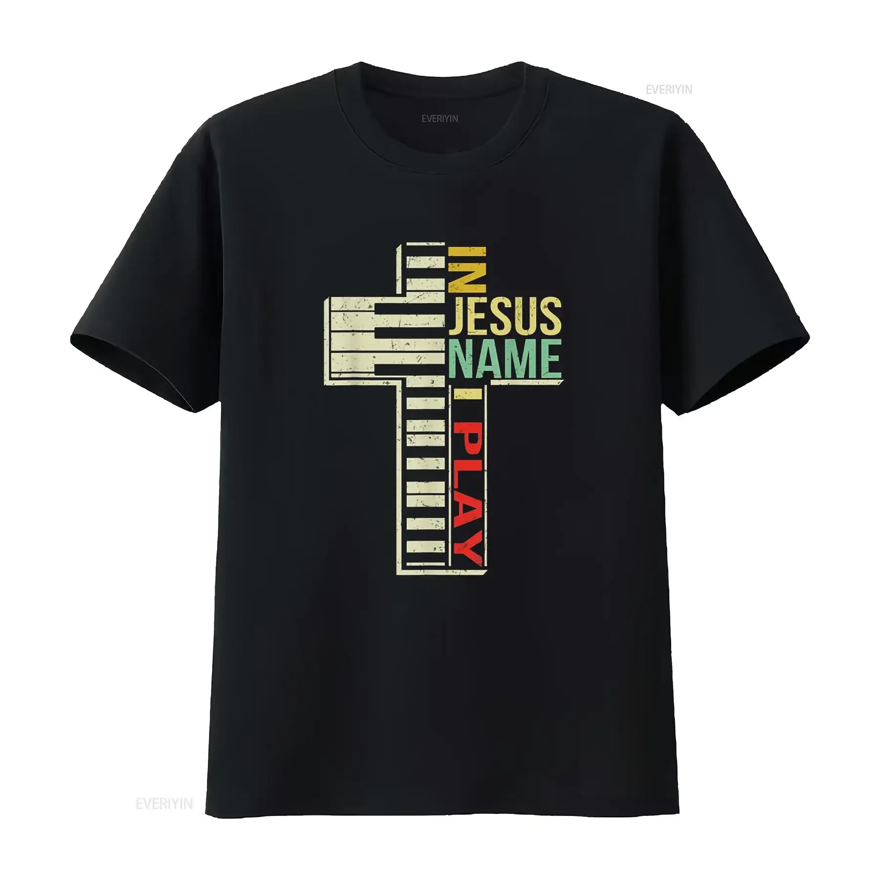 

Футболка In Jesus Name I Play Music Is My Life, забавное фортепиано, винтажное, универсальное, стильное, дышащее, с графическим рисунком, модное, растянутое