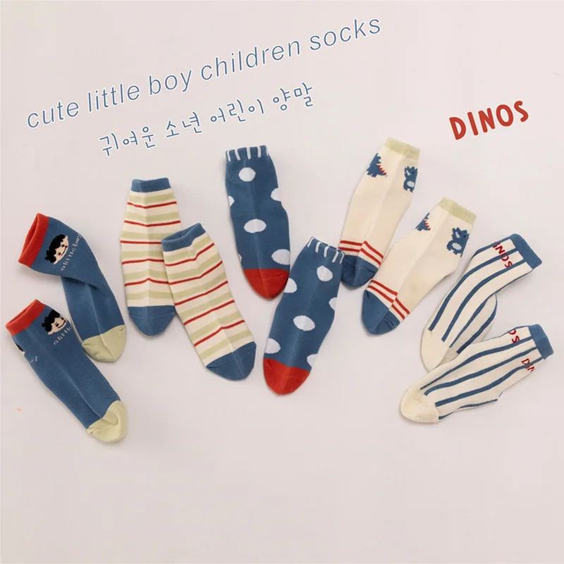 

Boys' socks Autumn and winter cotton boneless cartoon printed sports socks Children's mid-tube socks