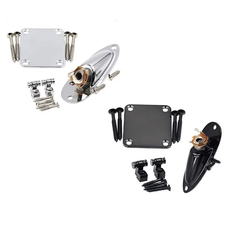 

Professional Boat Style 1/4" Guitar Pickup Output Input Chrome Jack Plug with 2 Pieces Electric Guitar Roller Retainer