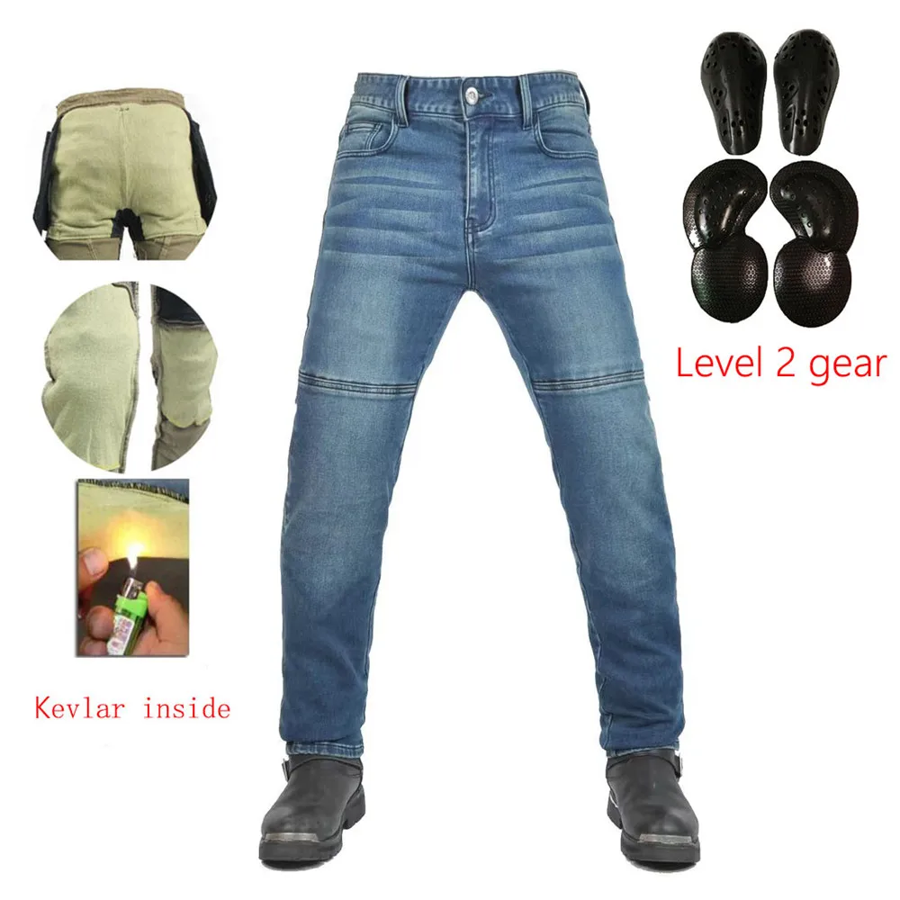 Motorcycle Riding Jeans Pants | Soft Elastic Inset Gear | Wear-resistant Fireproof Kevlar Protective Layer on Hips And Knees